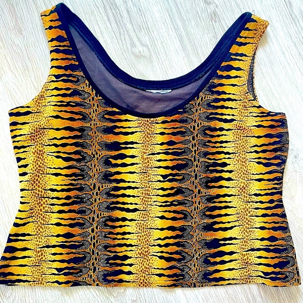 ANIMAL PRINT STRETCH CROPPED TANK TOP CAMI SIZE M/L